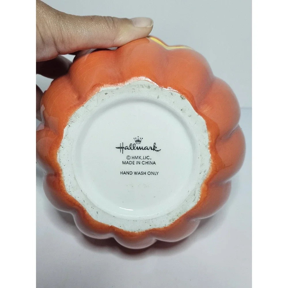 Hallmark Halloween Pumpkin Ceramic Cookie Jar Jack O Lantern Spider Vintage 7in